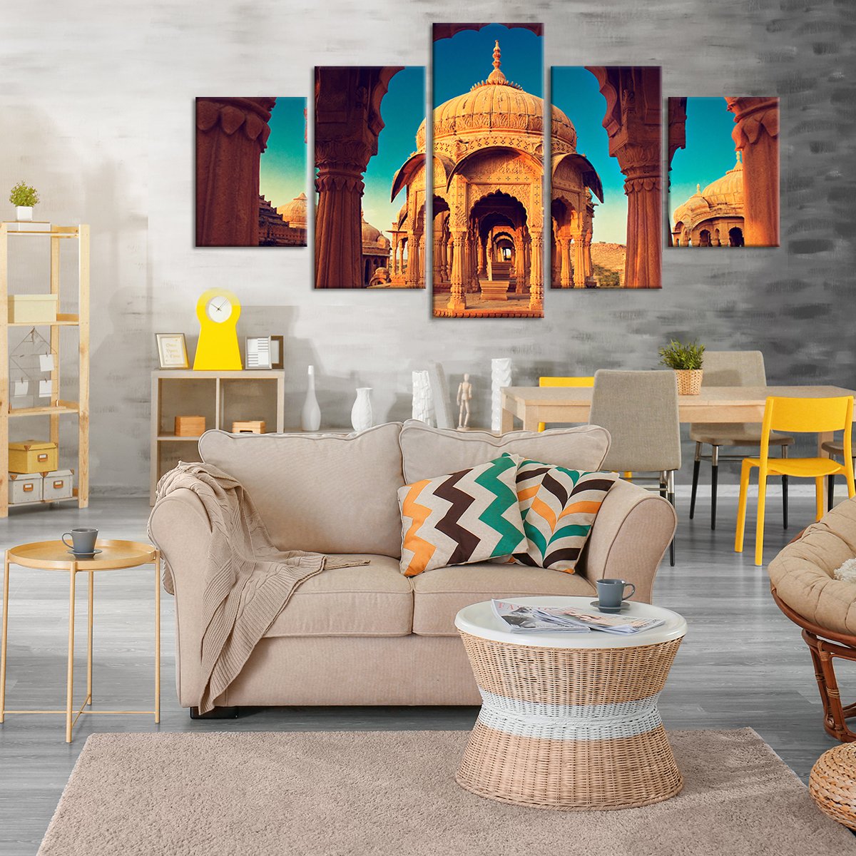 Golden City Multi Panel Canvas Wall Art