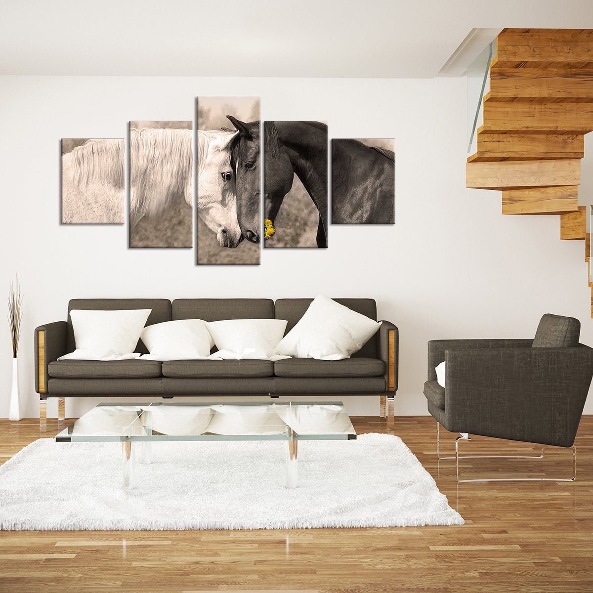 Horses Collide Multi Panel Canvas Wall Art