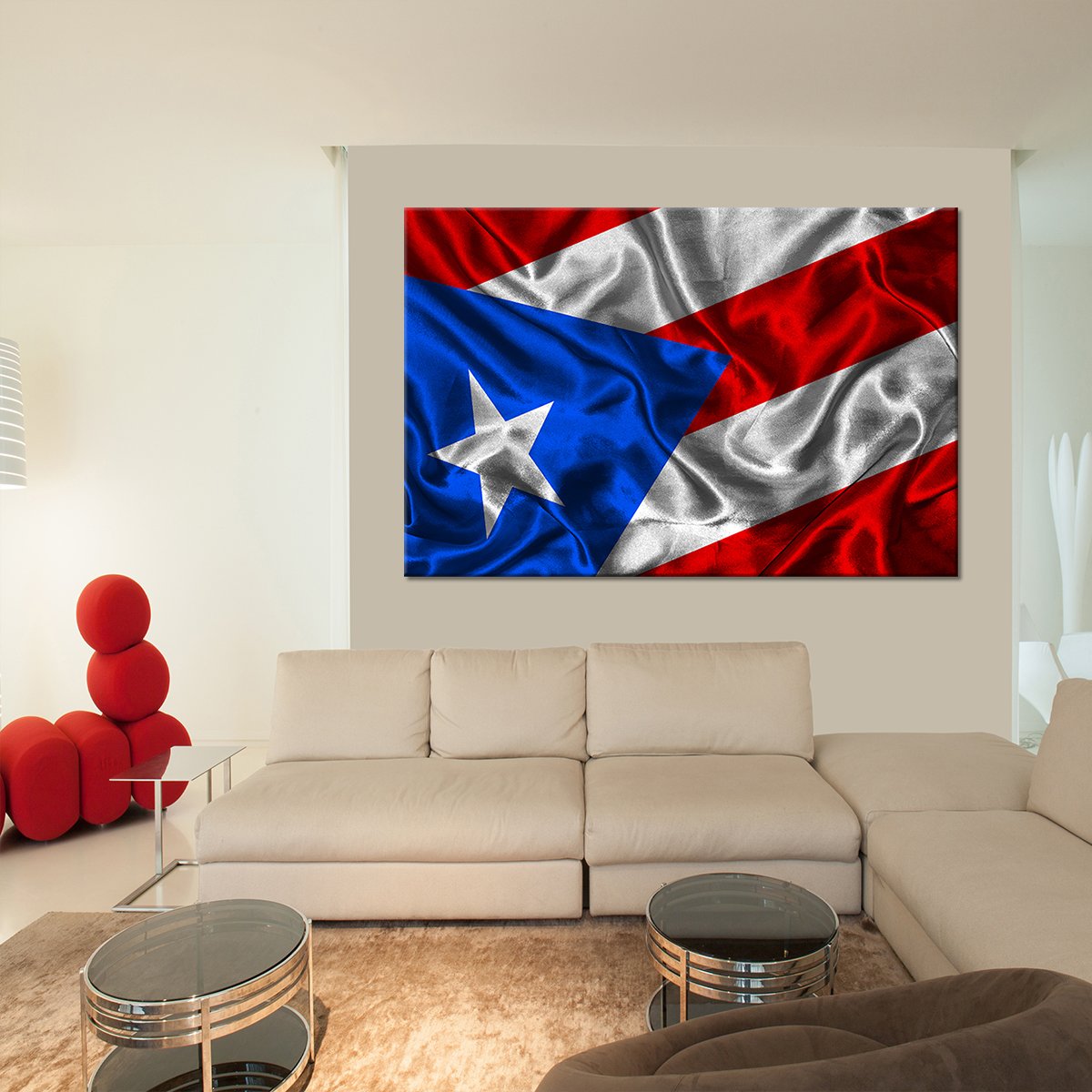Waving Puerto Rico Flag Multi Panel Canvas Wall Art