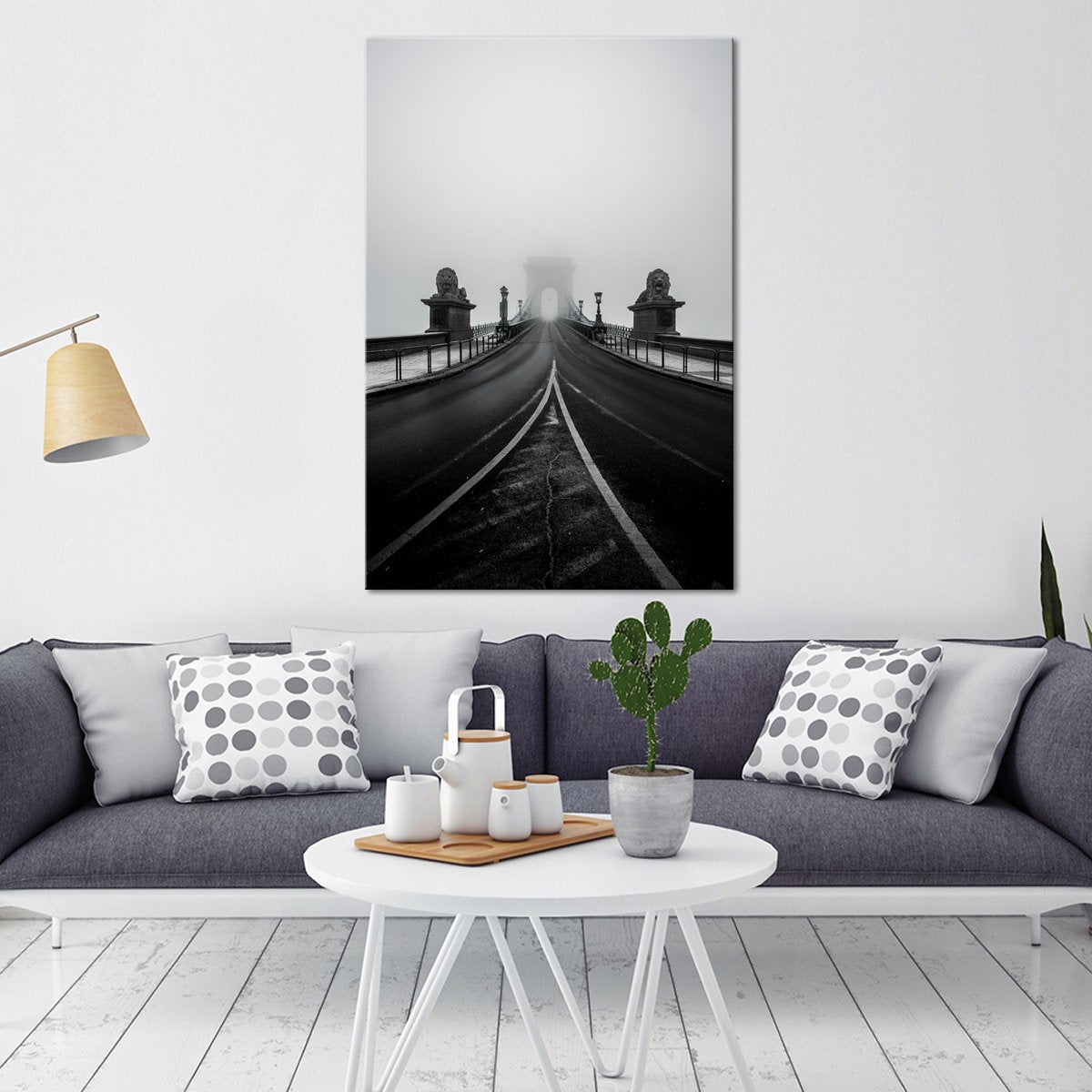 Foggy Bridge Ahead Multi Panel Canvas Wall Art
