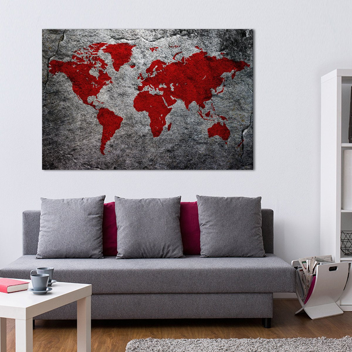 Boulder World Map Multi Panel Canvas Wall Art