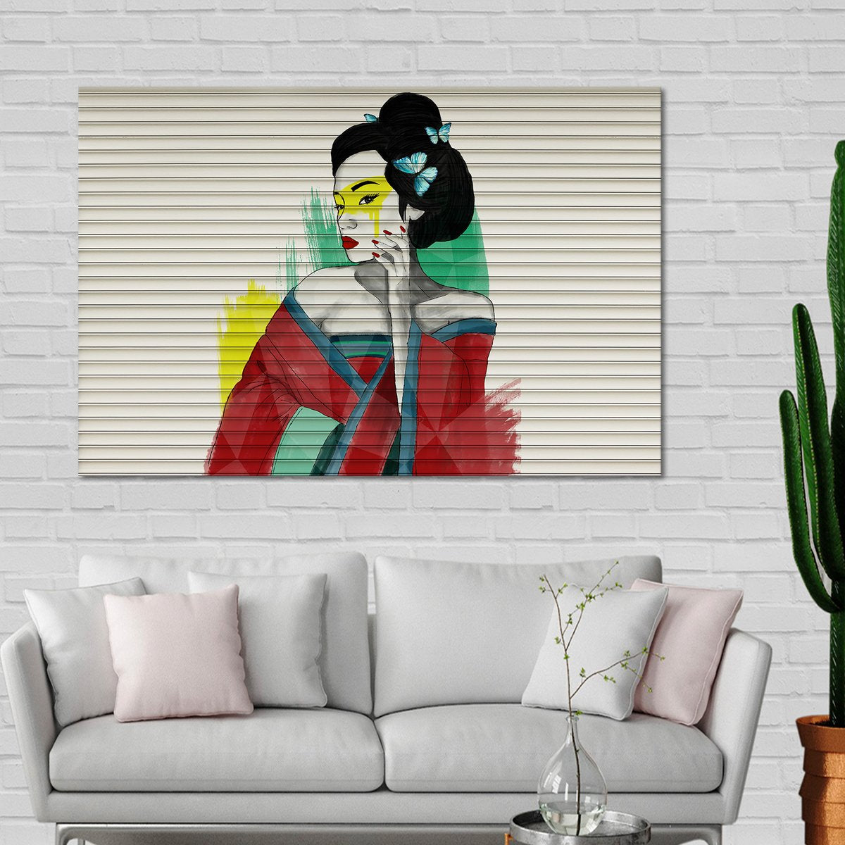 Butterfly Geisha Multi Panel Canvas Wall Art