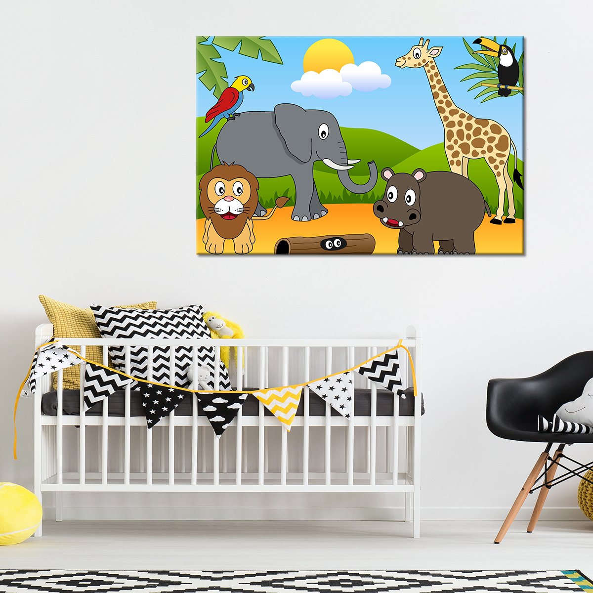 Jungle Cartoon Multi Panel Canvas Wall Art