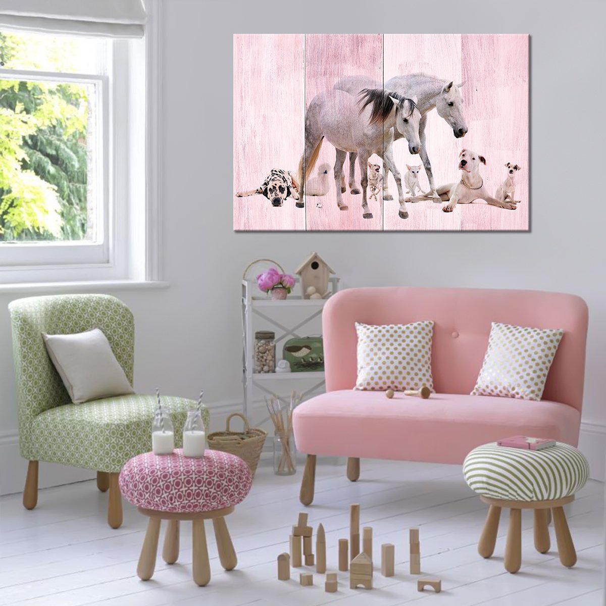 Furry Friends Multi Panel Canvas Wall Art