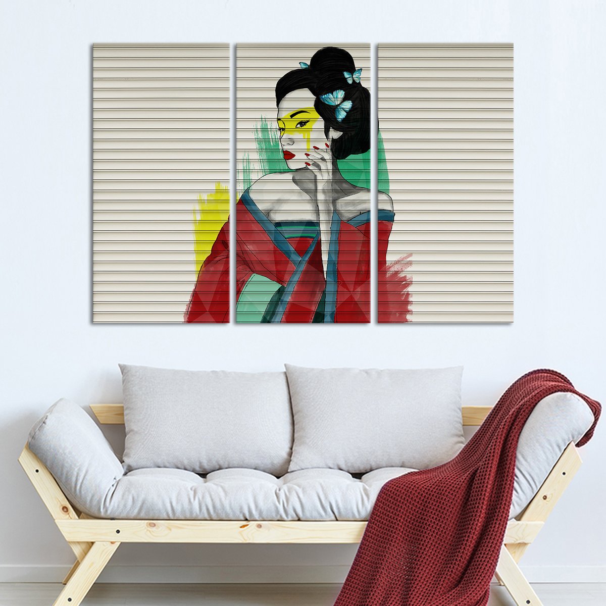 Butterfly Geisha Multi Panel Canvas Wall Art