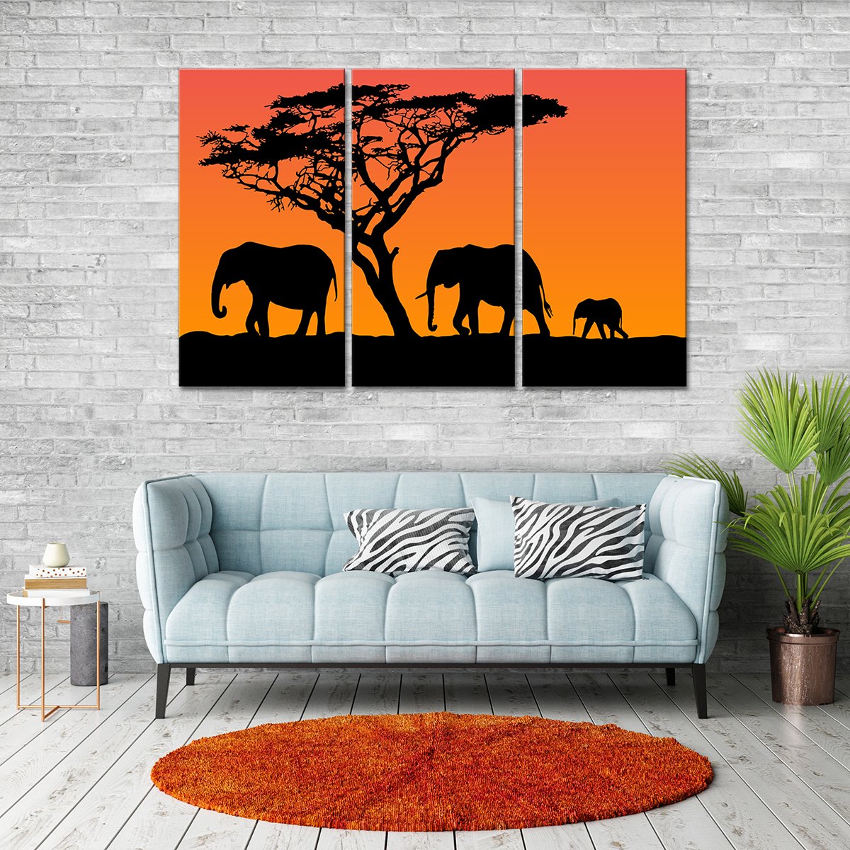 4 Elephants Multi Panel Canvas Wall Art