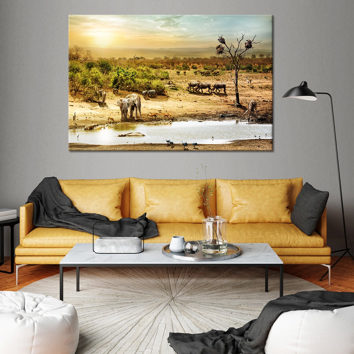 Elephant Painting Multi Panel Canvas Wall Art