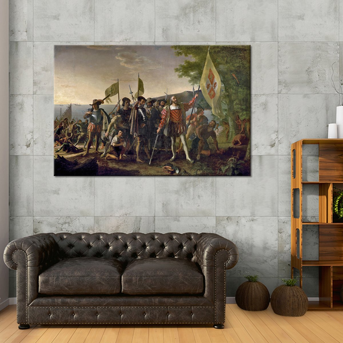 Landing Of Christopher Columbus Multi Panel Canvas Wall Art