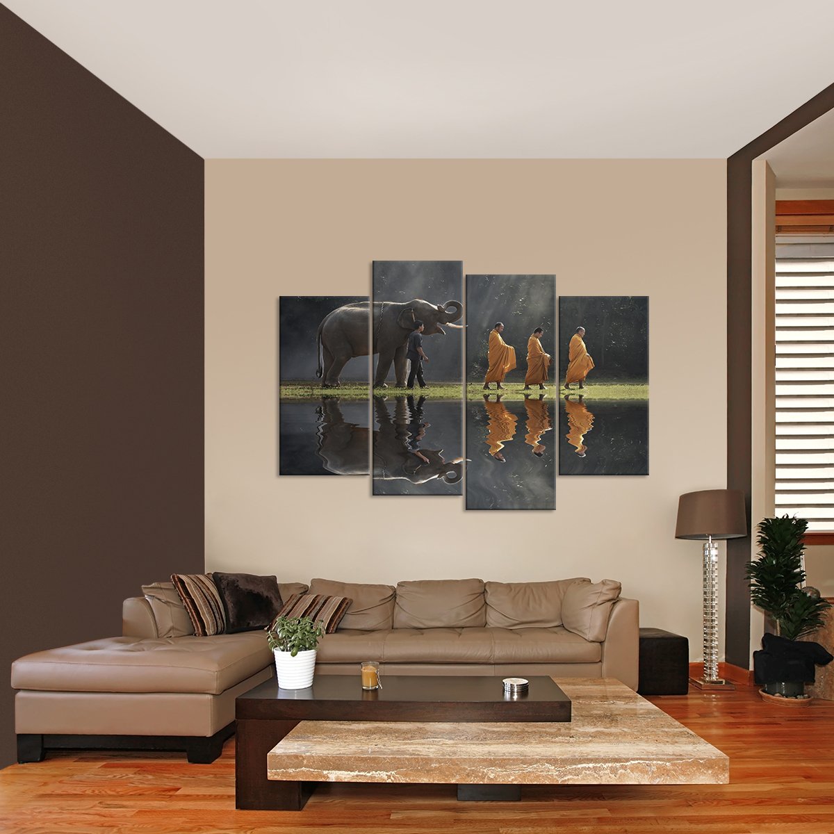 Buddhist Elephant Multi Panel Canvas Wall Art