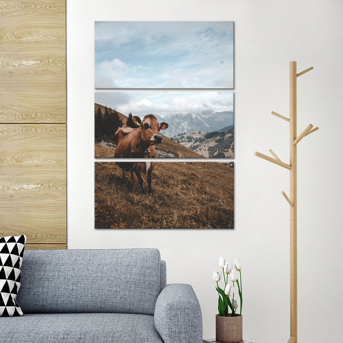 Roaming Cow Multi Panel Canvas Wall Art