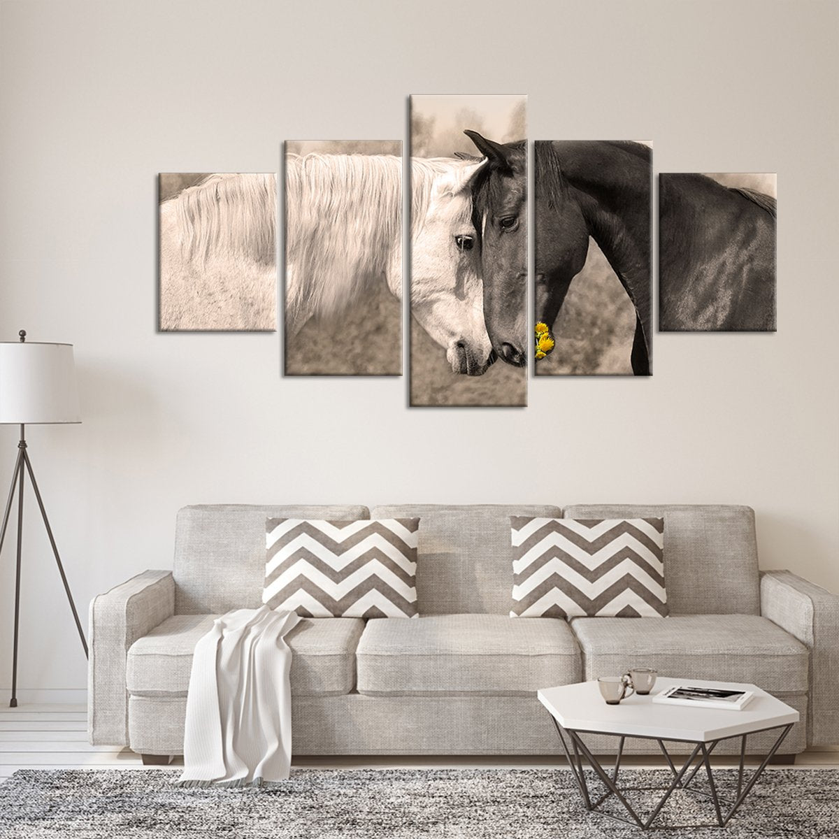 Horses Collide Multi Panel Canvas Wall Art