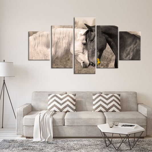 Horses Collide Multi Panel Canvas Wall Art