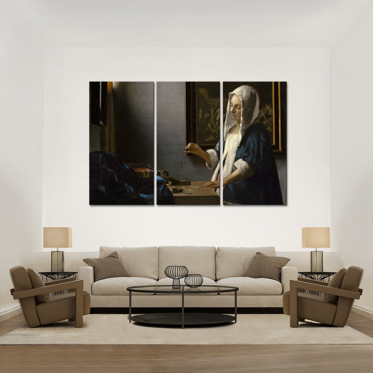 Woman Holding a Balance Multi Panel Canvas Wall Art