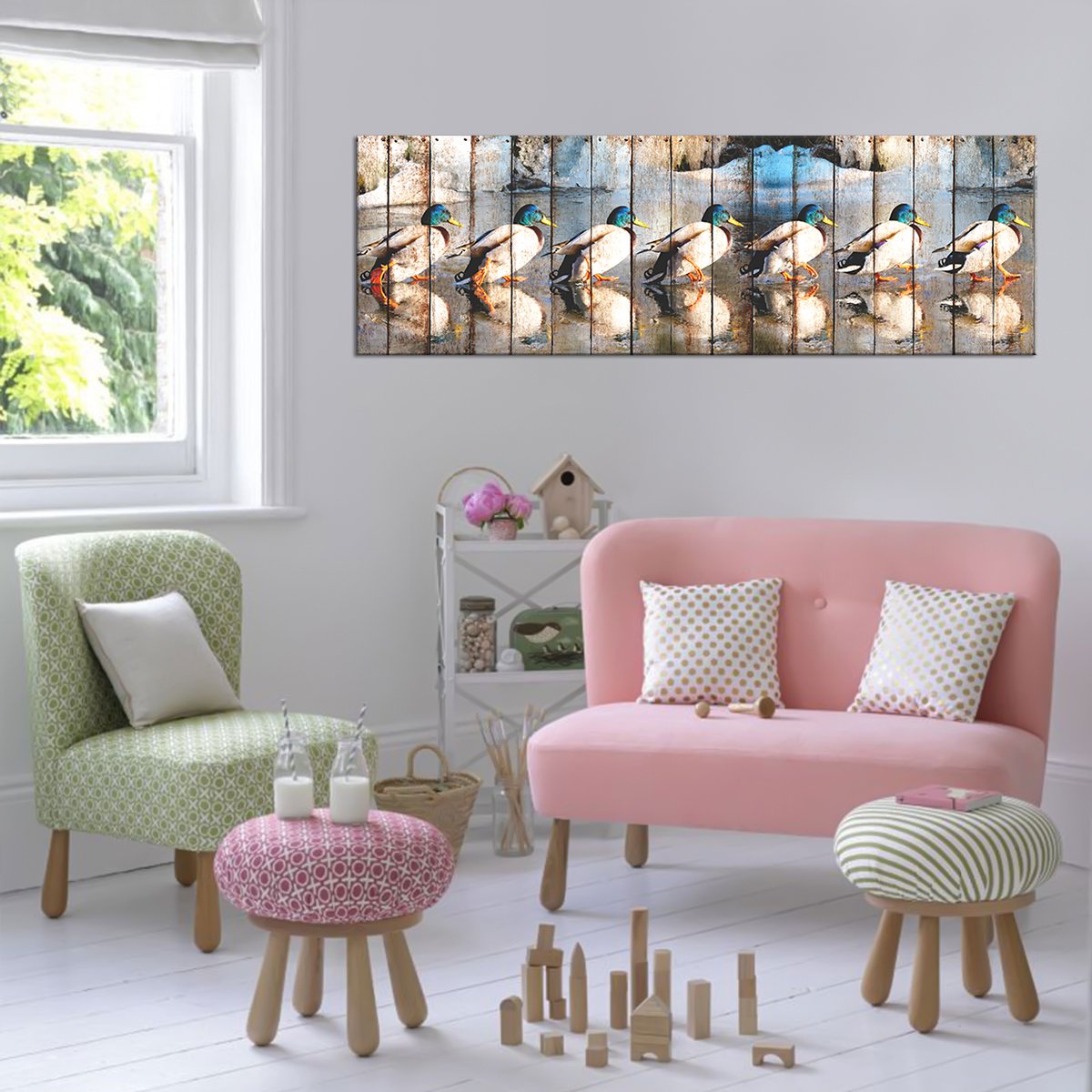 Marching Ducks Multi Panel Canvas Wall Art