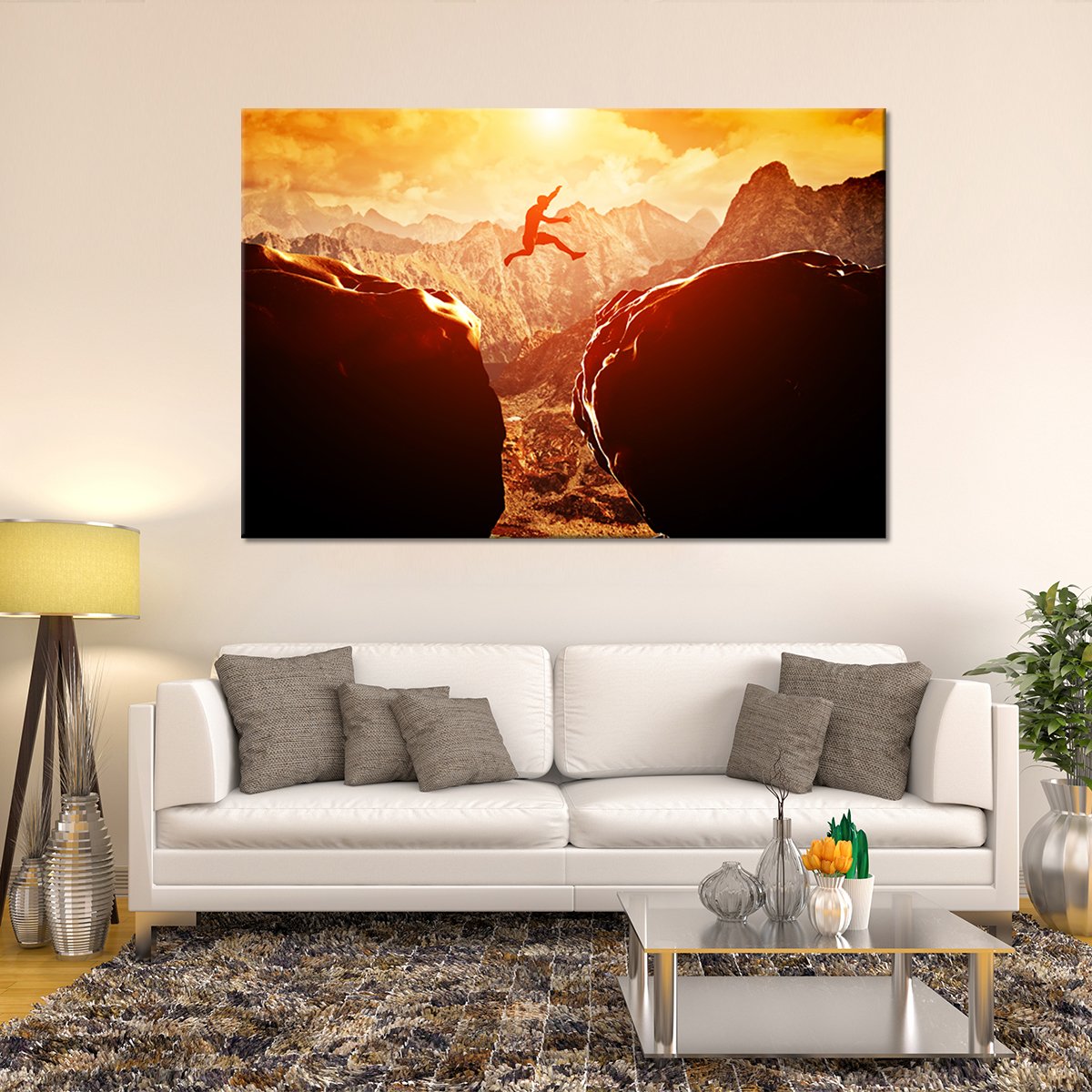 Jumping Over the Cliff Multi Panel Canvas Wall Art