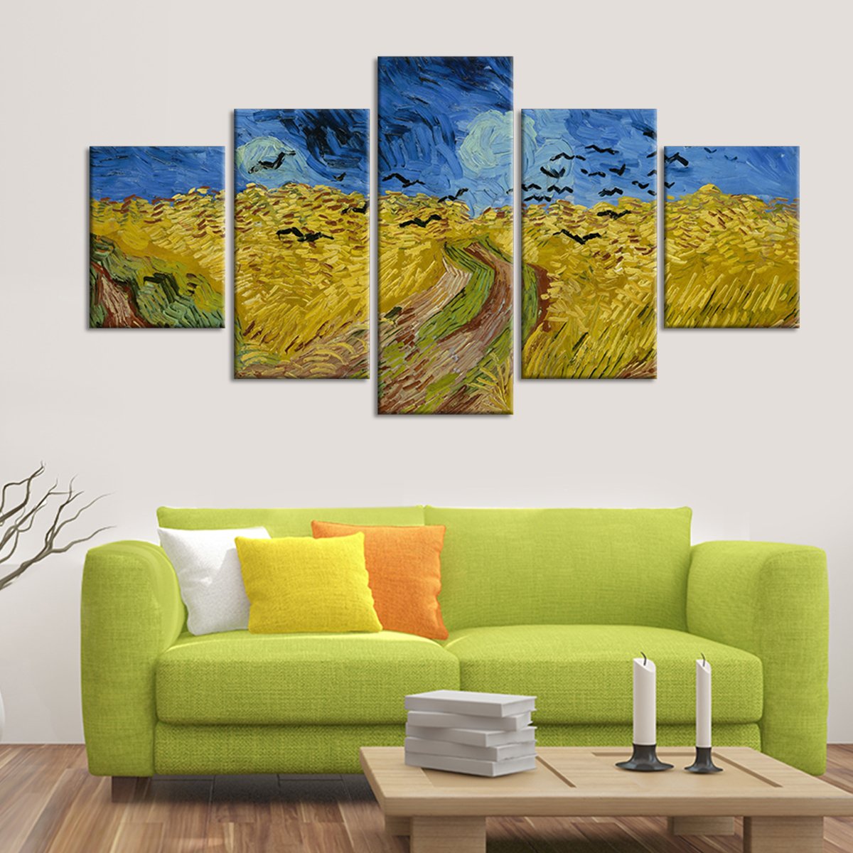 Wheatfield with Crows Multi Panel Canvas Wall Art