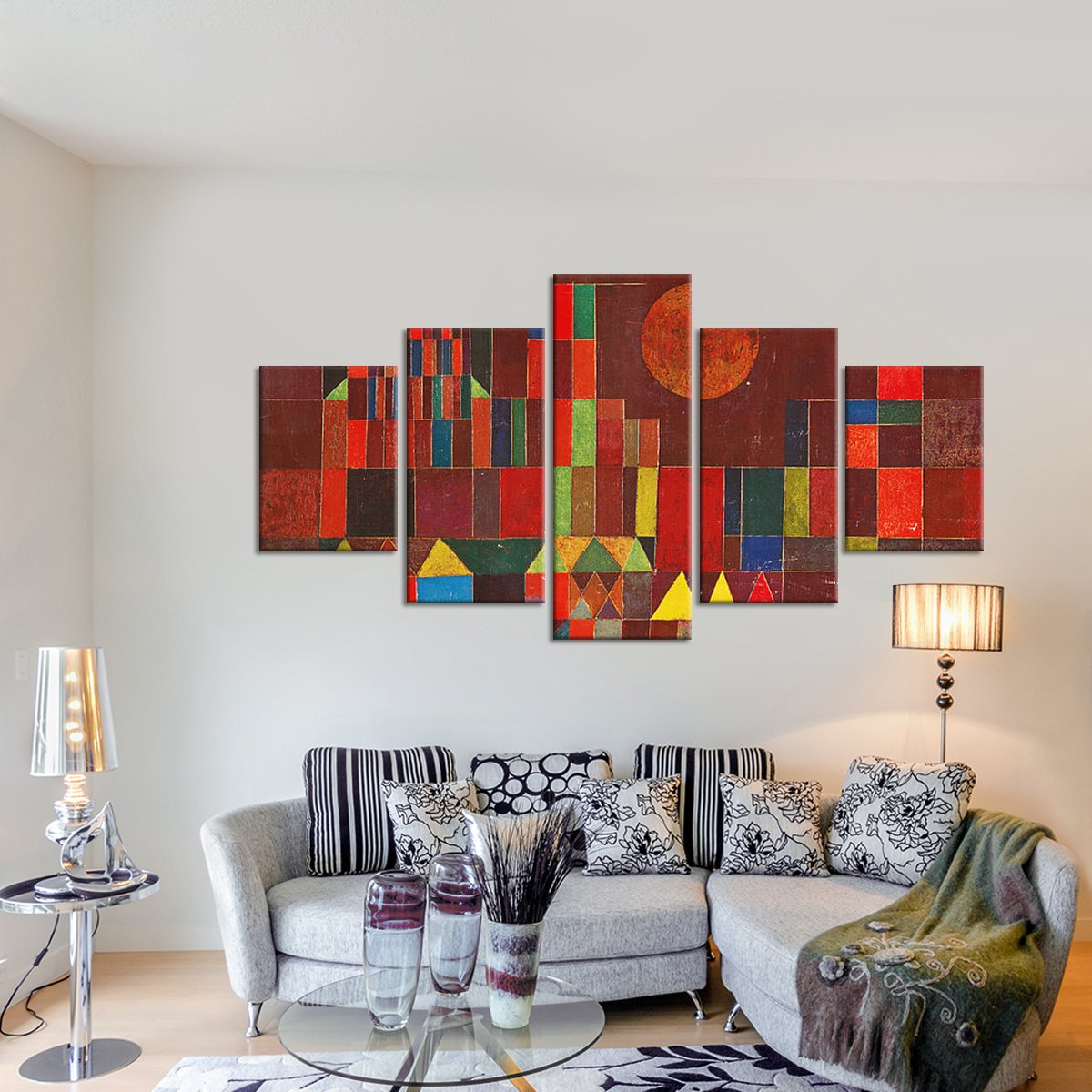 Castle and Sun Multi Panel Canvas Wall Art