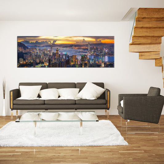 Hong Kong at Sunset Multi Panel Canvas Wall Art