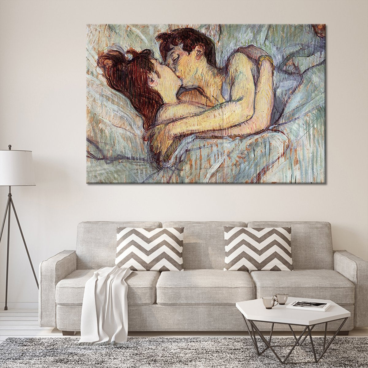 In Bed The Kiss Multi Panel Canvas Wall Art