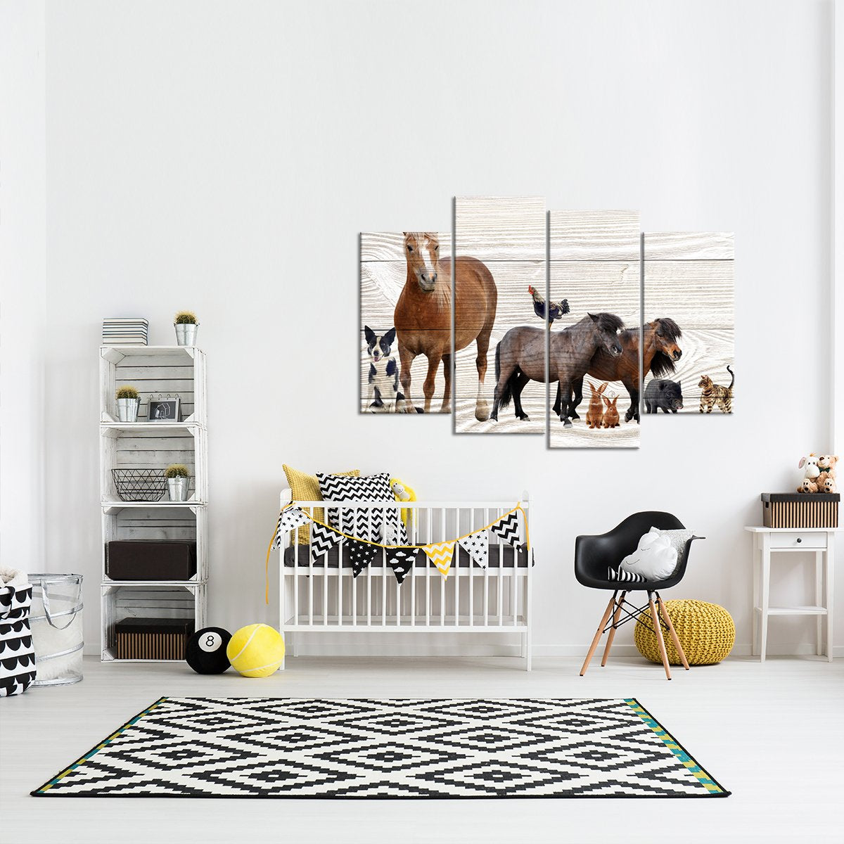 Animals In Harmony Multi Panel Canvas Wall Art