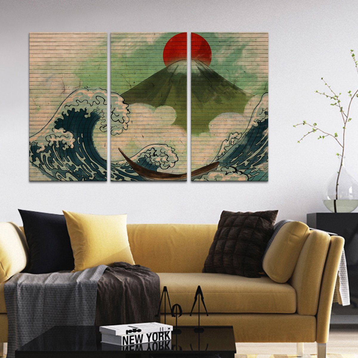 Sunrise Over The Waves Graffiti Multi Panel Canvas Wall Art