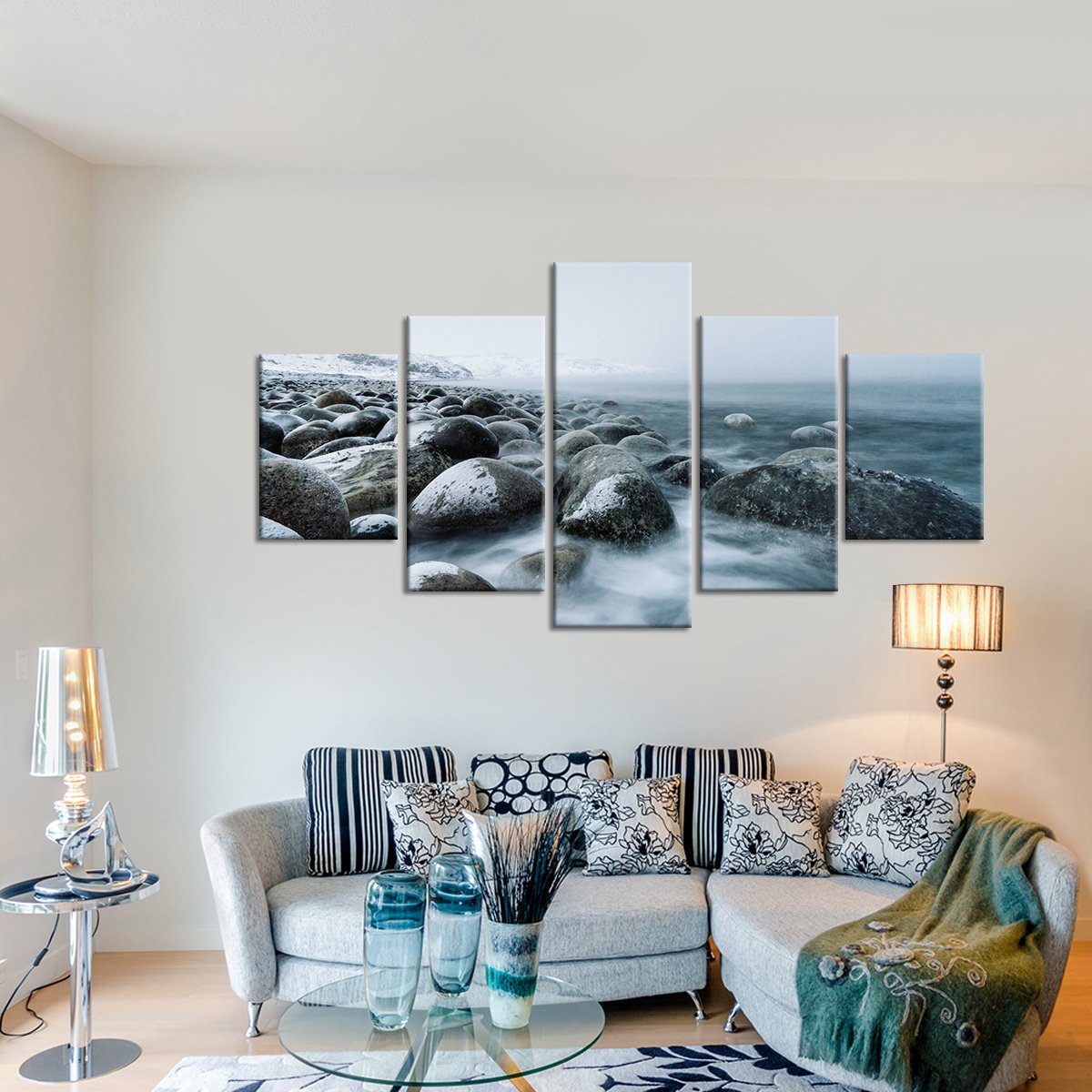 Winter Pebbles Multi Panel Canvas Wall Art