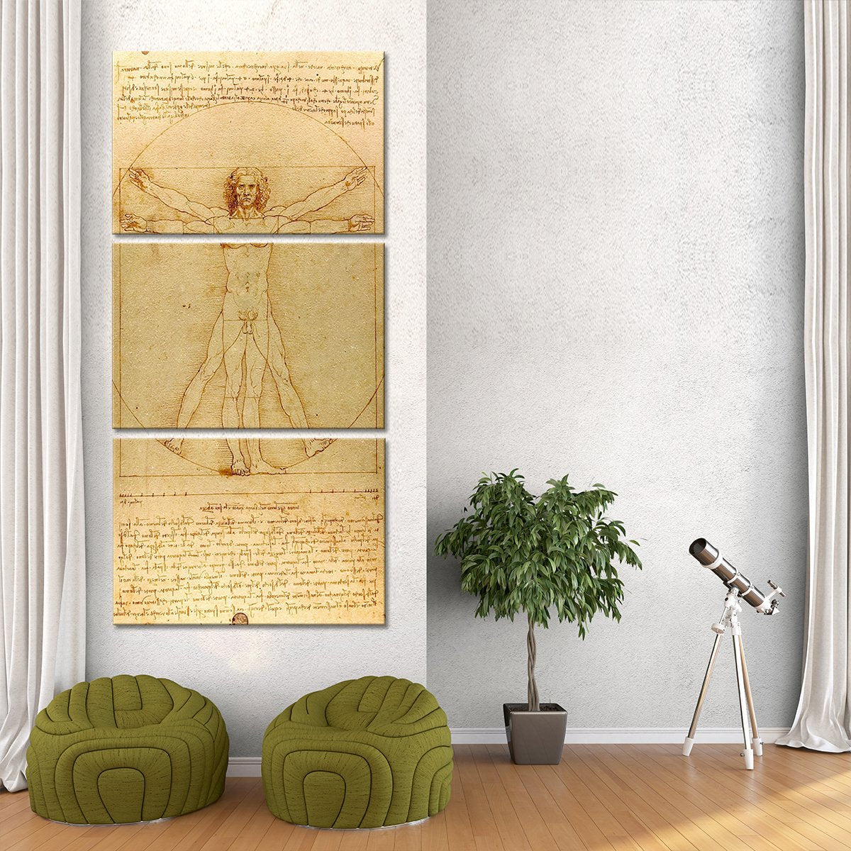 The Vitruvian Man Multi Panel Canvas Wall Art