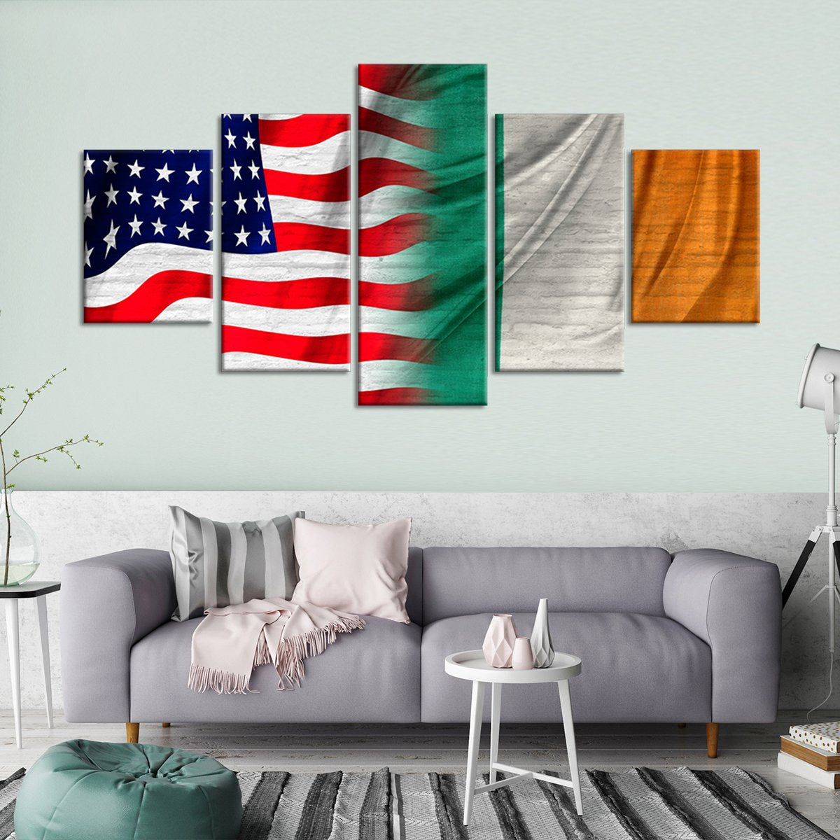 USA And Ireland Flag Multi Panel Canvas Wall Art