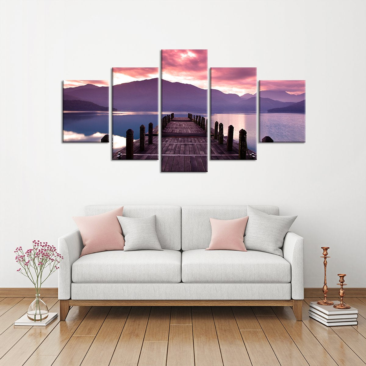 Morning at the Pier Multi Panel Canvas Wall Art