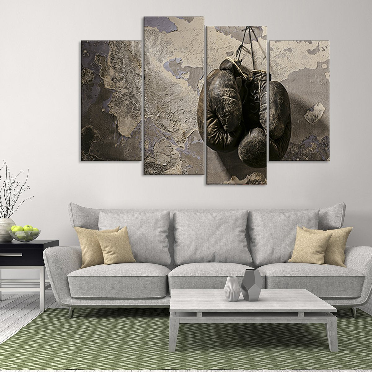 Old Boxing Gloves Multi Panel Canvas Wall Art