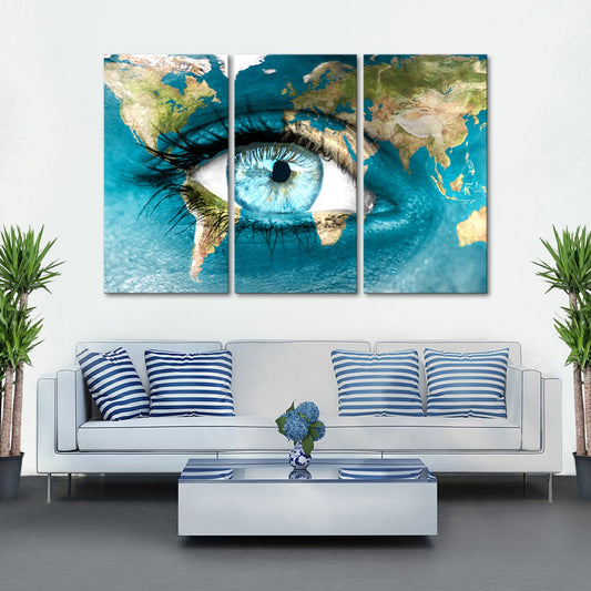 Planet Earth Eye Multi Panel Canvas Wall Art