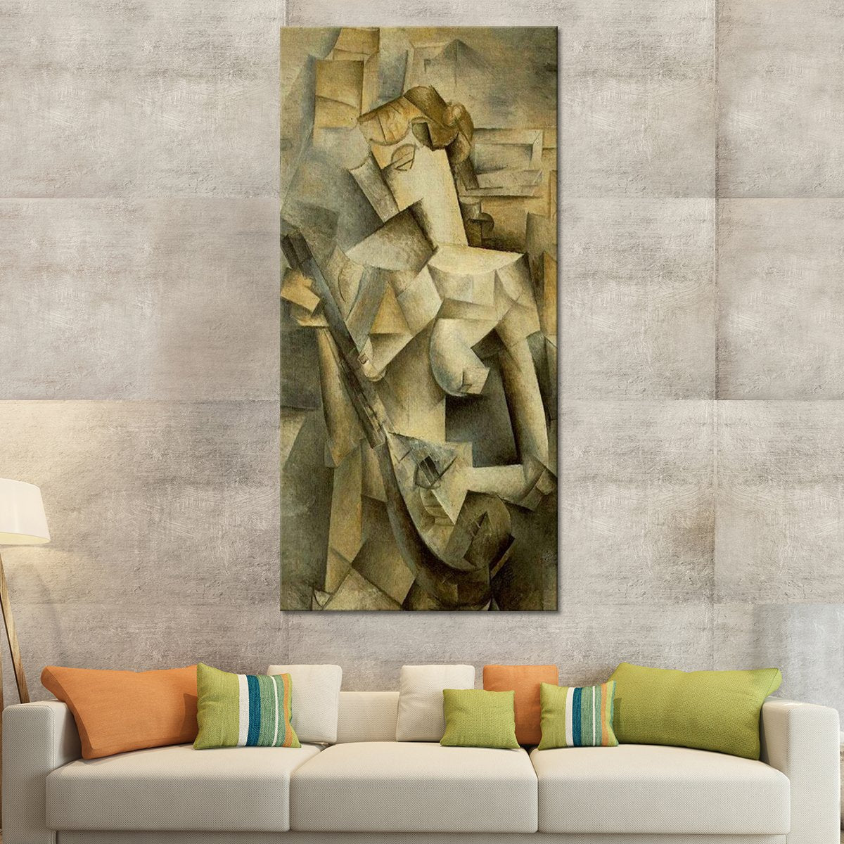 Girl With Mandolin Multi Panel Canvas Wall Art