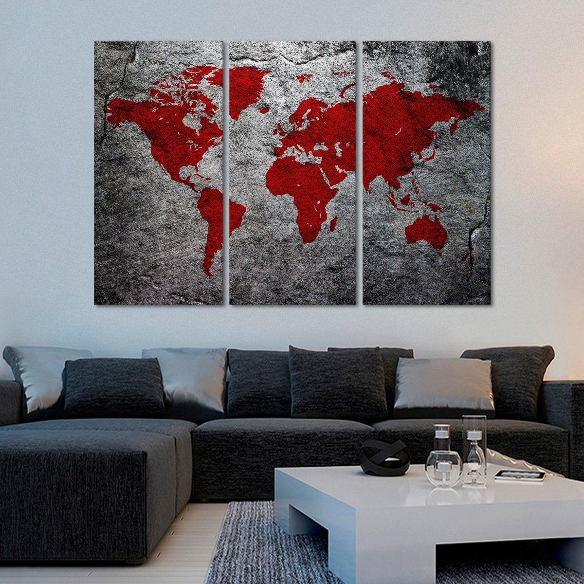 Boulder World Map Multi Panel Canvas Wall Art