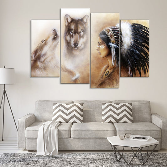 Cherokee Wolf Multi Panel Canvas Wall Art