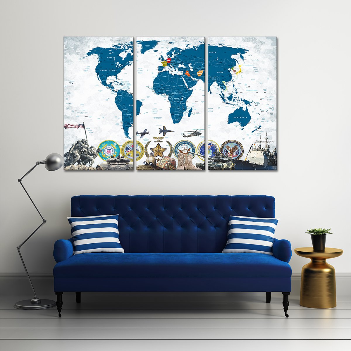 US Wars World Map Masterpiece Multi Panel Canvas Wall Art