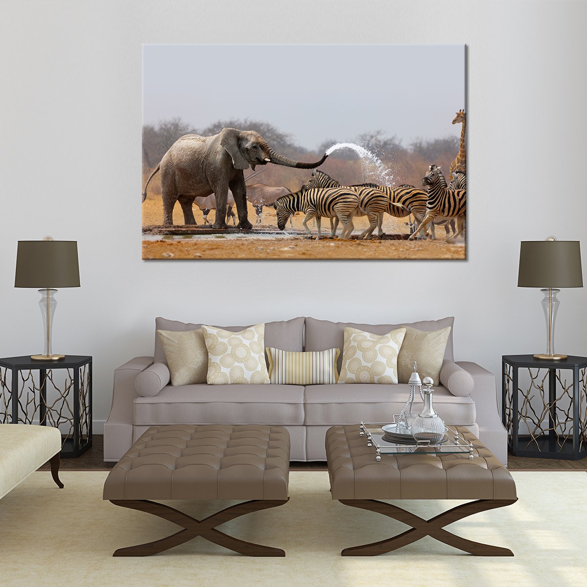 Funny Elephant Multi Panel Canvas Wall Art