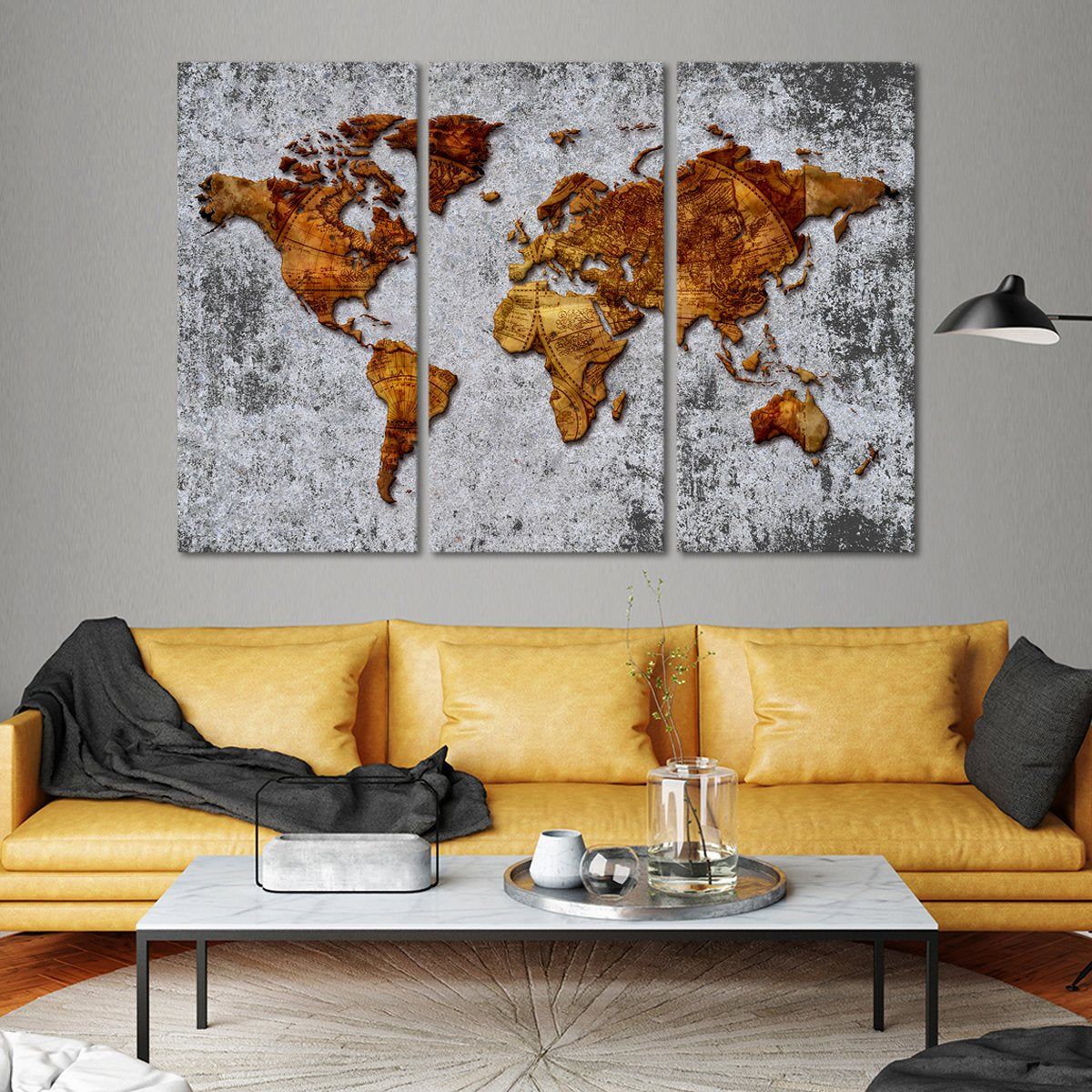 3D Antique World Map Multi Panel Canvas Wall Art