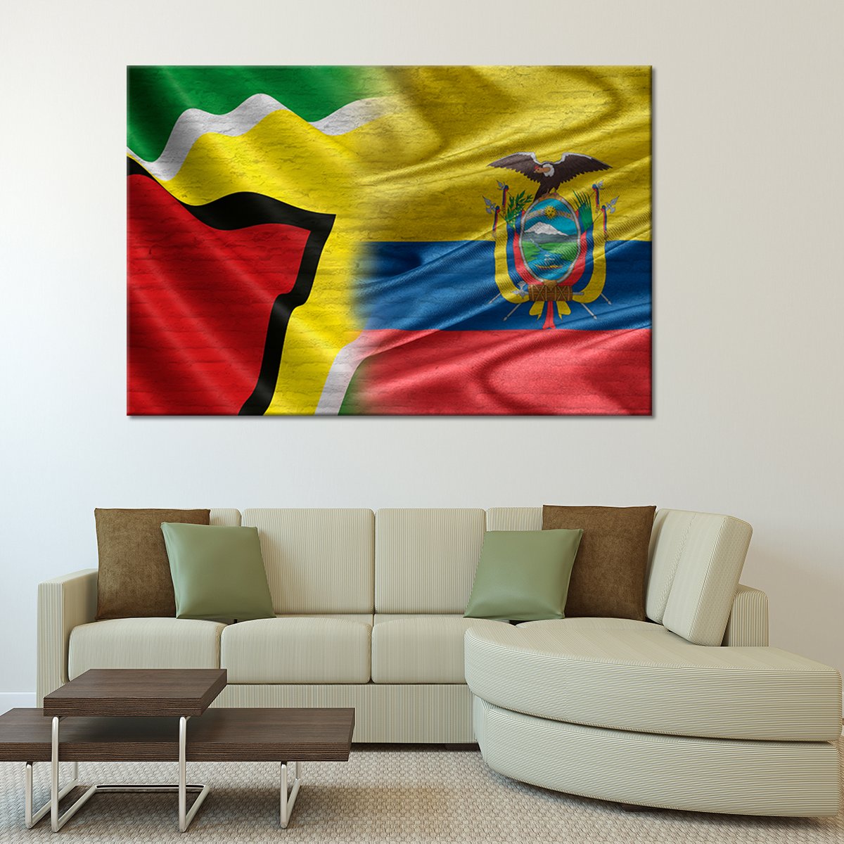 Ecuador And Guyana Flag Multi Panel Canvas Wall Art