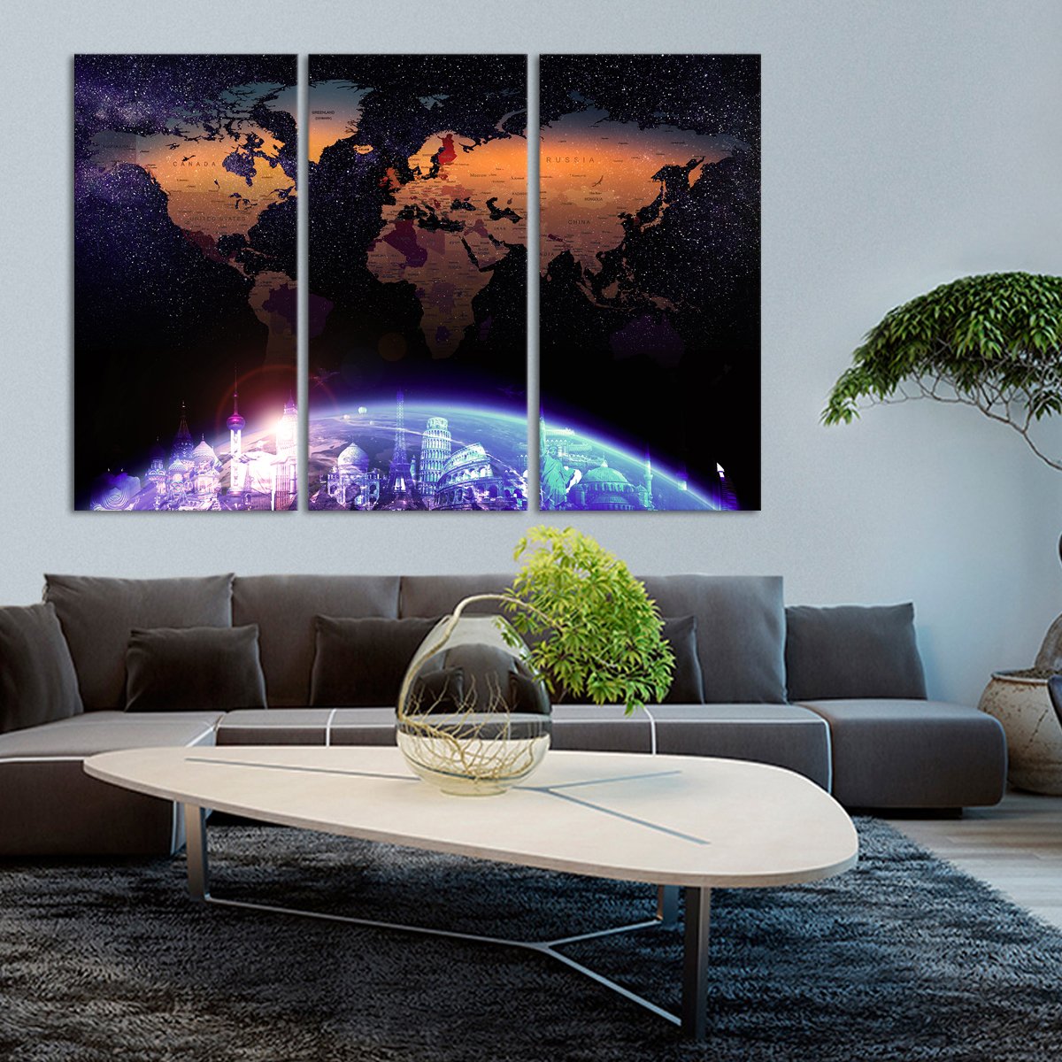 Galaxy World Map Masterpiece Multi Panel Canvas Wall Art