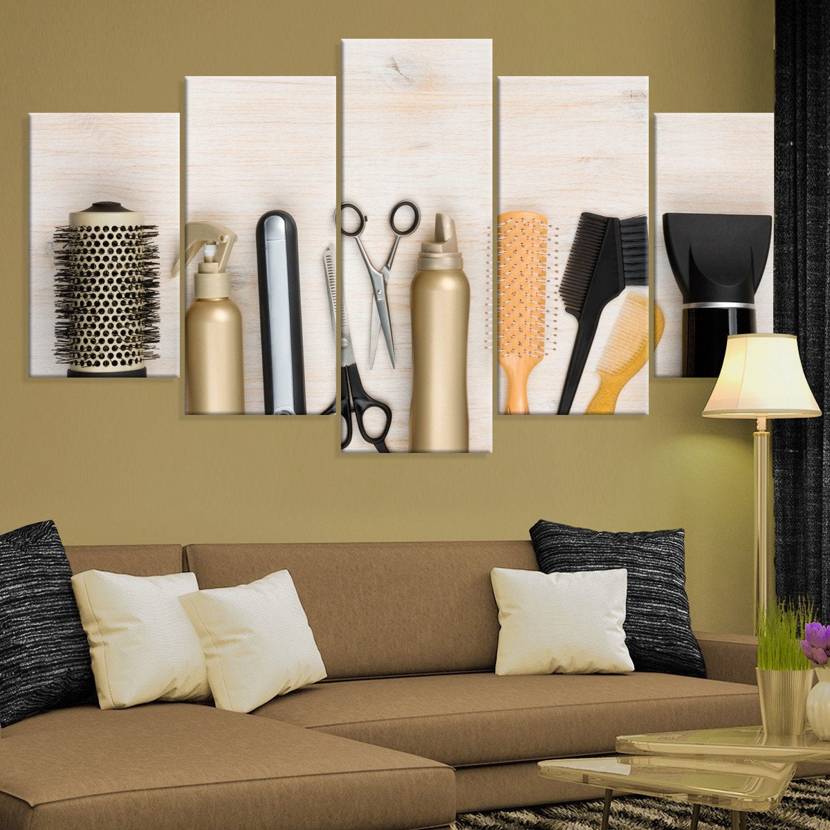 Hairdresser Tools Multi Panel Canvas Wall Art