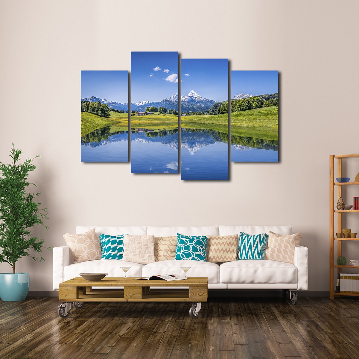 Lake of the Alps Multi Panel Canvas Wall Art