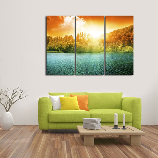 Lake Tahoe at Sunset Multi Panel Canvas Wall Art
