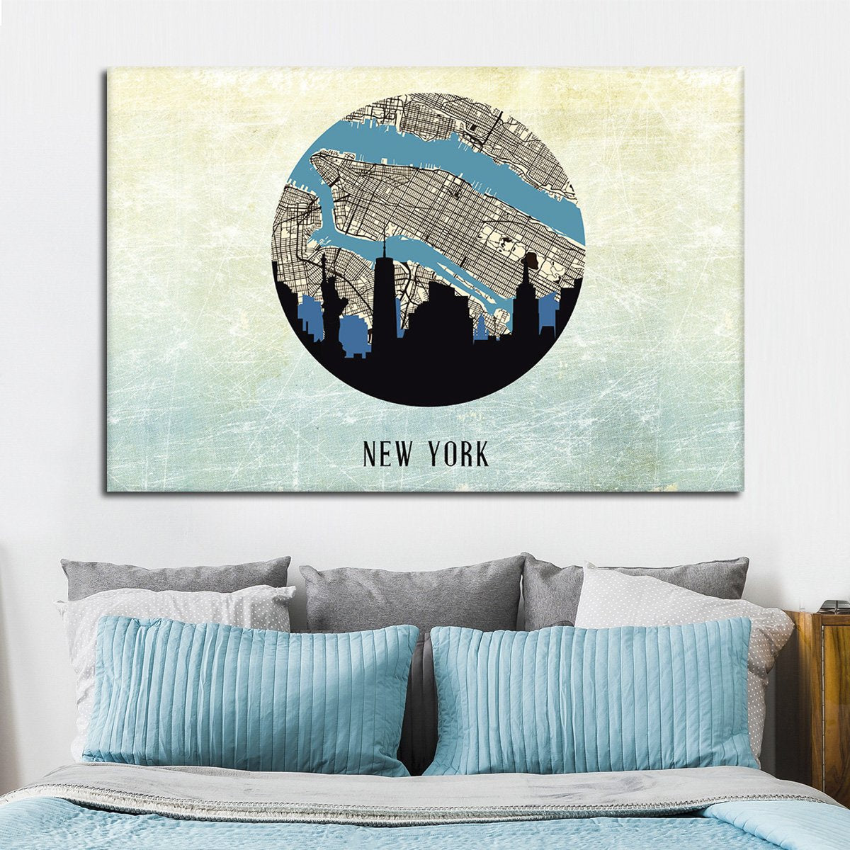 Landmark NYC Map Multi Panel Canvas Wall Art