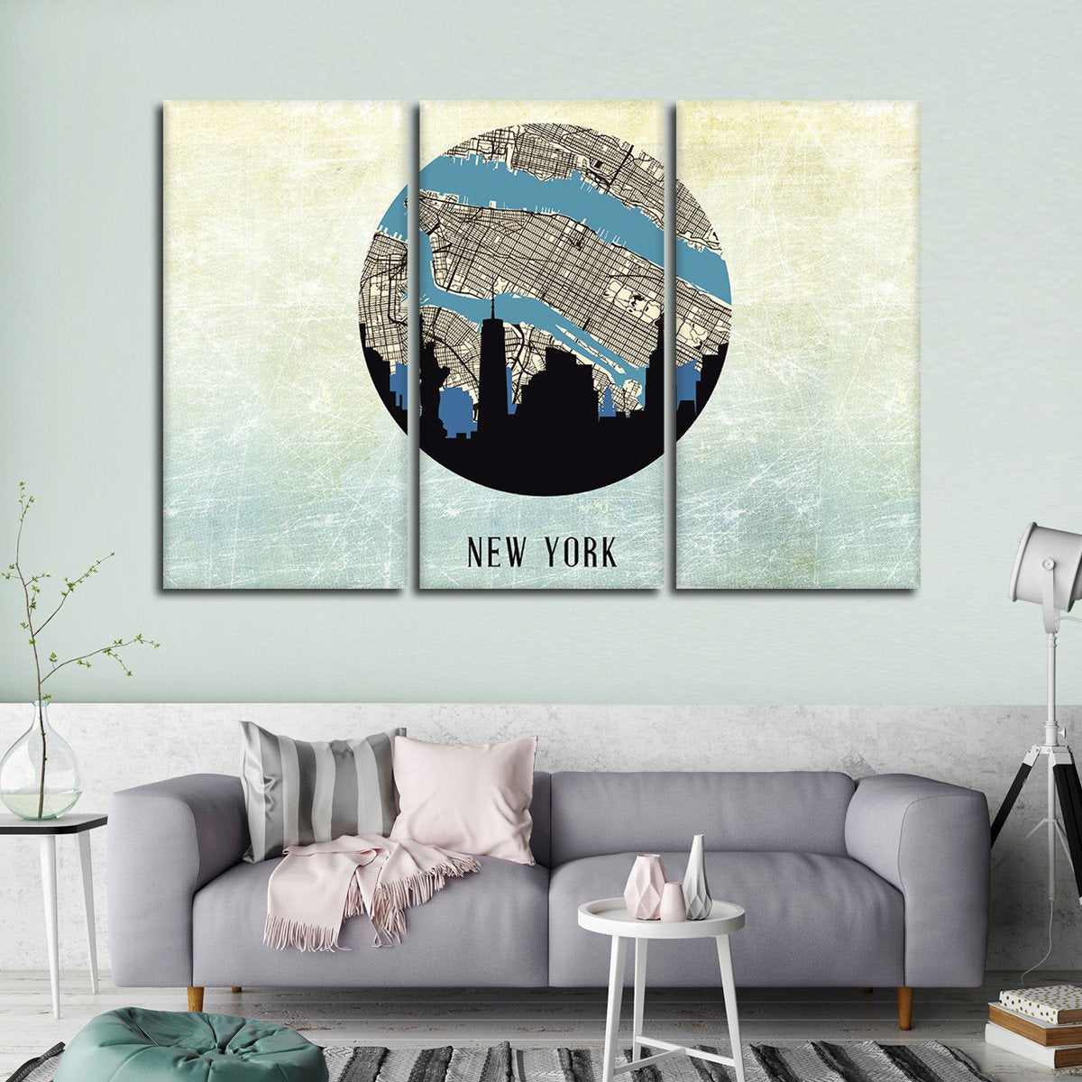 Landmark NYC Map Multi Panel Canvas Wall Art