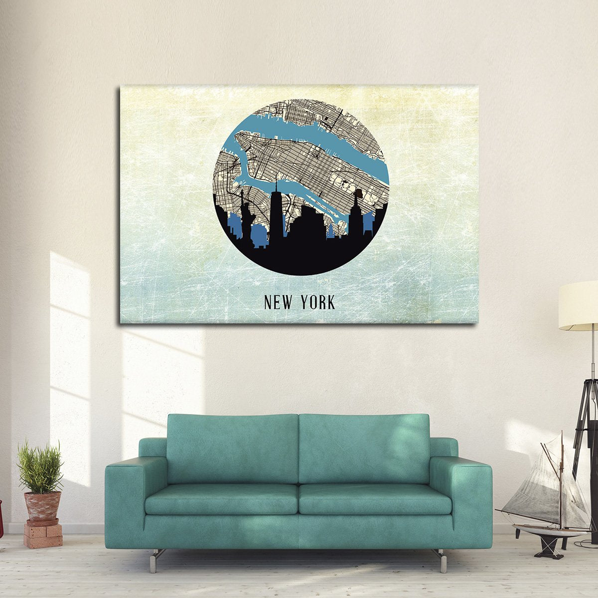Landmark NYC Map Multi Panel Canvas Wall Art