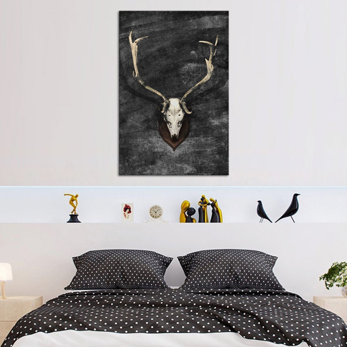 Large Horns Deer Skull Multi Panel Canvas Wall Art