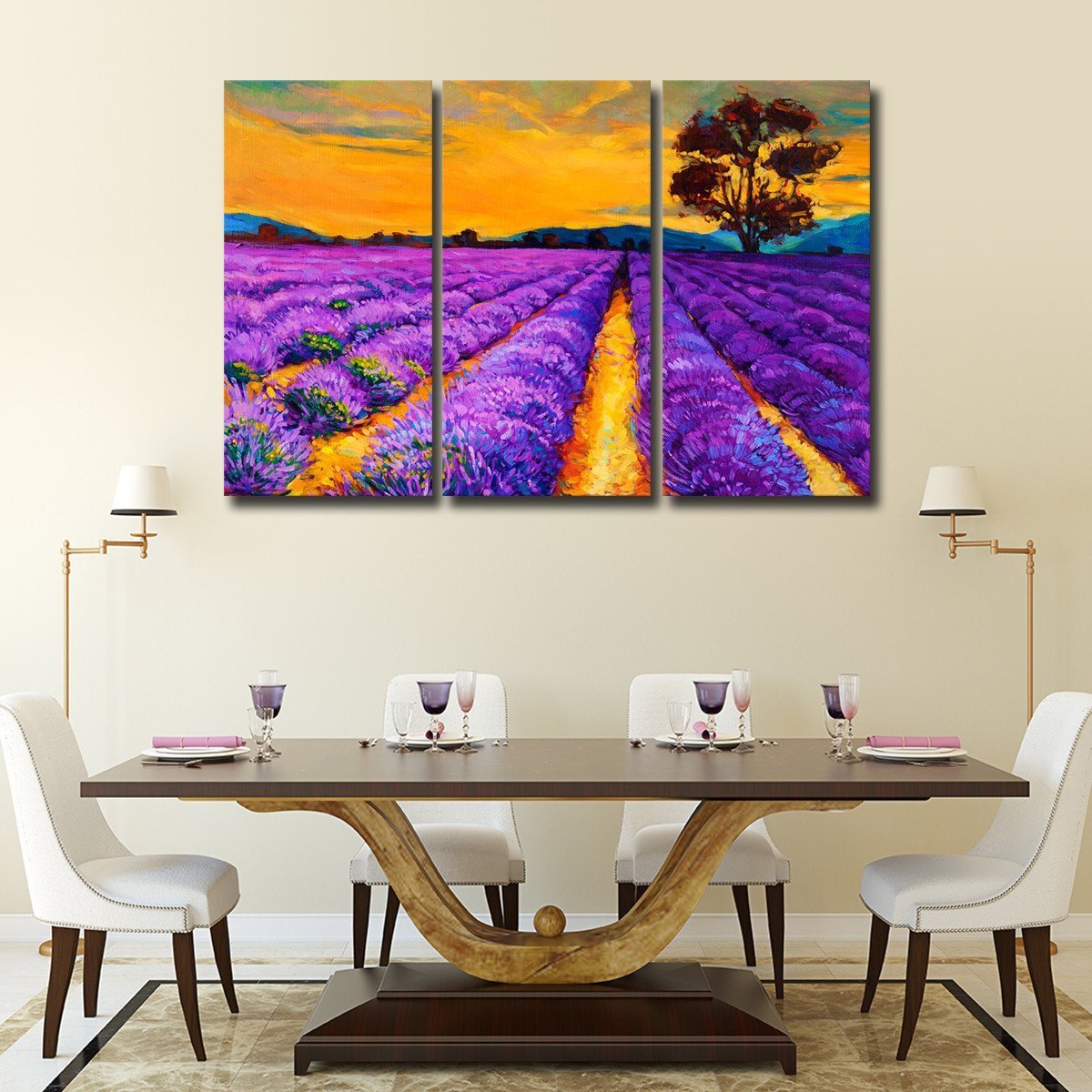 Lavender in Provence Multi Panel Canvas Wall Art