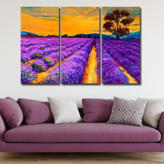 Lavender in Provence Multi Panel Canvas Wall Art