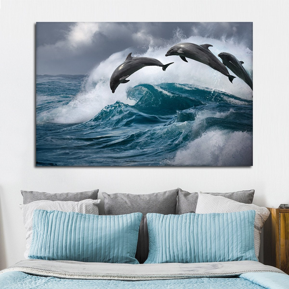 Leaping Dolphins Multi Panel Canvas Wall Art