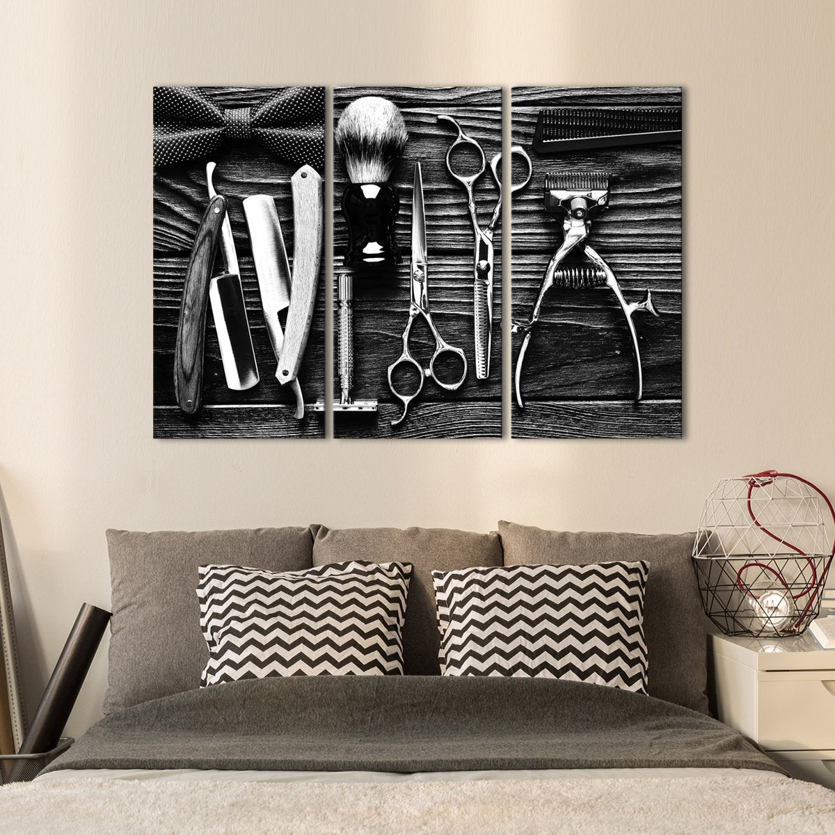 Lifestyle Barbershop BW Multi Panel Canvas Wall Art